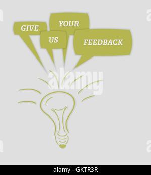 give us your feedback speech bubbles and bulb Stock Vector