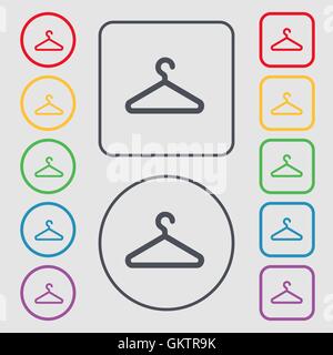 clothes hanger icon sign. symbol on the Round and square buttons with frame. Vector Stock Vector