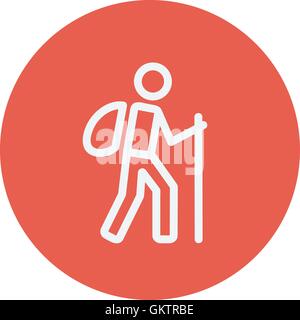 Hiking exercise thin line icon Stock Vector