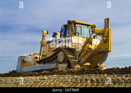 Rear View Of Bulldozer On Construction Site Stock Photo