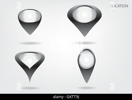 set vector web  button with map marker Stock Vector