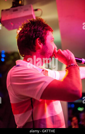 Singer, singwriter, rapper, producer and actor, Example, Elliot John Gleave, performing at Oceana, a club in Brighton. Stock Photo