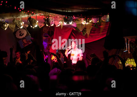 Singer, singwriter, rapper, producer and actor, Example, Elliot John Gleave, performing at Oceana, a club in Brighton. Stock Photo