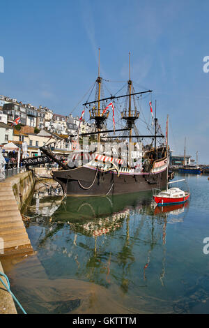 Golden Hind Replica; Brixham;  Devon; UK Stock Photo