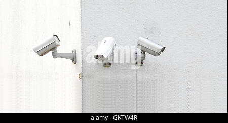Three surveillance cameras Stock Photo