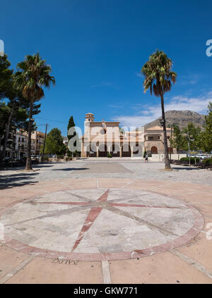 Town Square at Puerto Pollensa, Mallorca / Majorca Balearic Islands Spain Stock Photo