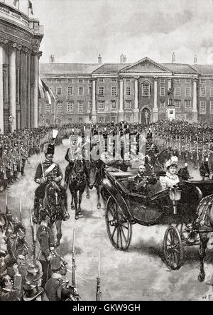 The visit of the Duke and Duchess of York to Dublin, Ireland in 1897. The Duke of York, later king George V, 1865 – 1936.  Princess Mary of Teck, Duchess of York, 1893–1901. Stock Photo