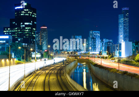 Tel Aviv city and river at the night Stock Photo - Alamy