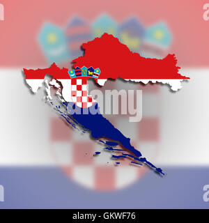 Map of Croatia filled with flag Stock Photo