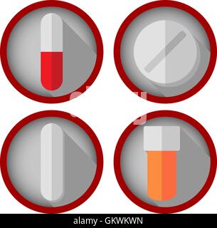 Medication Icons Set Stock Vector