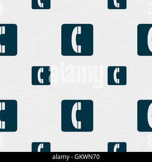 handset icon sign. Seamless pattern with geometric texture. Vector Stock Vector