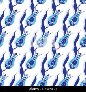 Vector Turkish Tulip Geometric Seamless Pattern Stock Vector