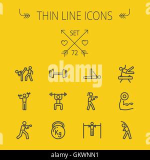 Sports thin line icon set Stock Vector