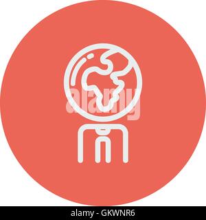 Human with globe head thin line icon Stock Vector