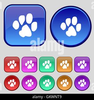 trace dogs icon sign. A set of twelve vintage buttons for your design. Vector Stock Vector