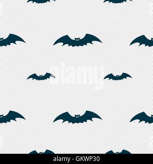 bat icon sign. Seamless pattern with geometric texture. Vector Stock Vector