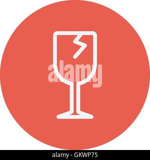 Broken glass wine. Fragile sign. thin line icon Stock Vector