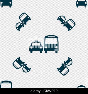 taxi icon sign. Seamless pattern with geometric texture. Vector Stock Vector