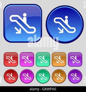 elevator, Escalator, Staircase icon sign. A set of twelve vintage buttons for your design. Vector Stock Vector