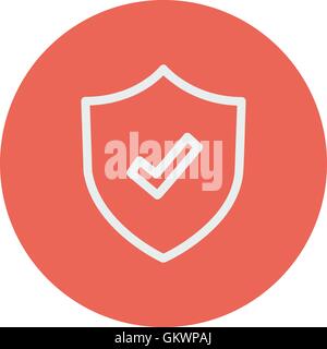 Shield with check mark thin line icon Stock Vector
