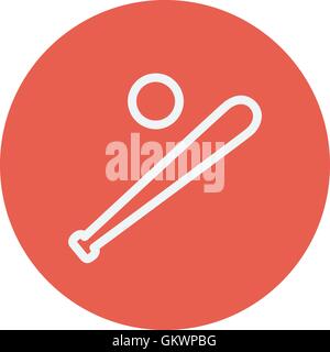 Baseball bat and ball thin line icon Stock Vector