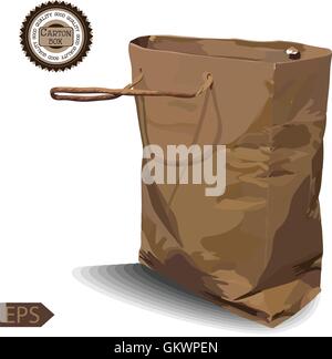 Craft Paper Shopping Bag on a white background. Stock Vector