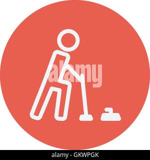 Polo game with mallet thin line icon Stock Vector