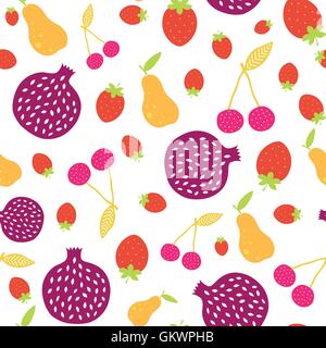 Vector Fun Colorful Fruit Seamless Pattern Stock Vector