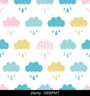 Vector Fun Colorful Clouds Seamless Pattern Stock Vector
