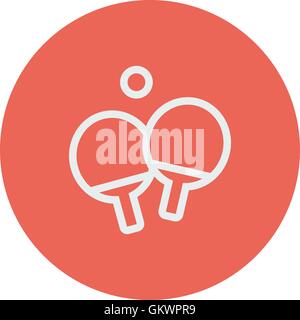 Two table tennis racket with ball thin line icon Stock Vector