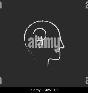 Human head with idea drawn in chalk Stock Vector
