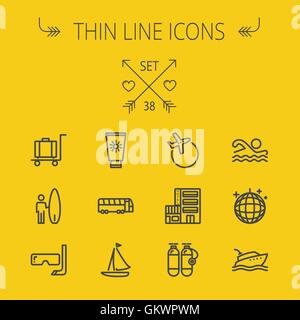 Travel thin line icon set Stock Vector