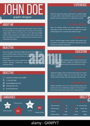 New resume cv template with separate categories Stock Vector