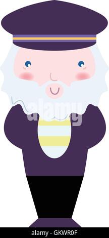 Cute Sailor captain isolated on white Stock Vector