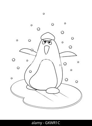 coloring with penguin Stock Vector