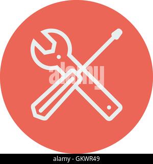 Screw driver and wrench tools thin line icon Stock Vector