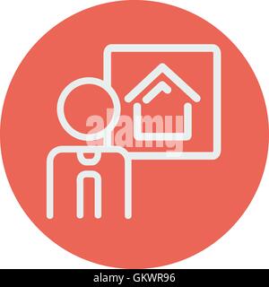 Real estate agent speech thin line icon Stock Vector