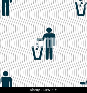 throw away the trash icon sign. Seamless pattern with geometric texture. Vector Stock Vector