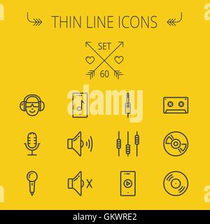 Music and entertainment thin line icon set Stock Vector