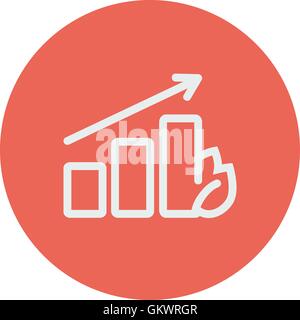 Growing graph thin line icon Stock Vector