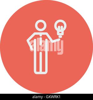 Man holding idea thin line icon Stock Vector