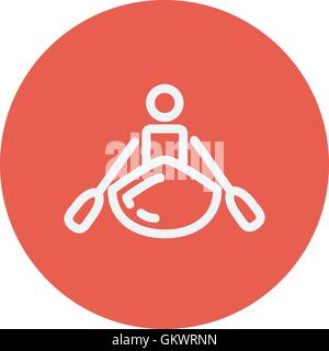 Man doing kayaking thin line icon Stock Vector