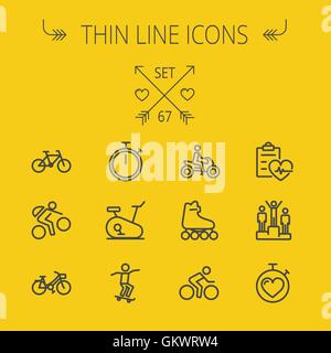 Sports thin line icon set Stock Vector