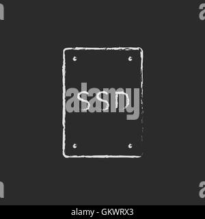 SSD Solid state drive drawn in chalk Stock Vector