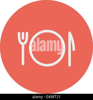 Plate, knife and fork thin line icon Stock Vector