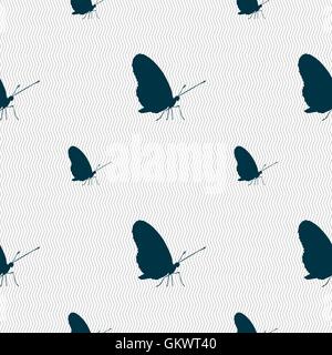 butterfly icon sign. Seamless pattern with geometric texture. Vector Stock Vector