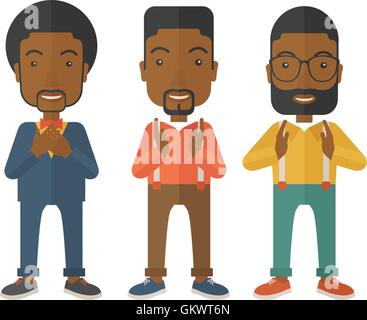 Three young black handsome businessmen Stock Vector Image & Art - Alamy