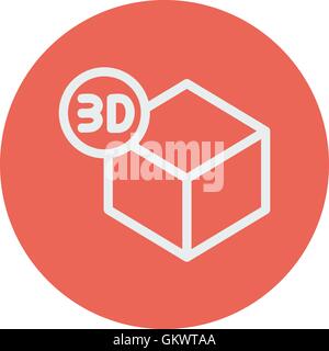 Three D box thin line icon Stock Vector
