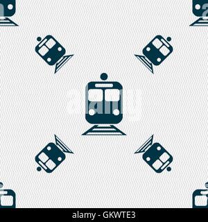 train icon sign. Seamless pattern with geometric texture. Vector Stock Vector