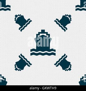 ship icon sign. Seamless pattern with geometric texture. Vector Stock Vector